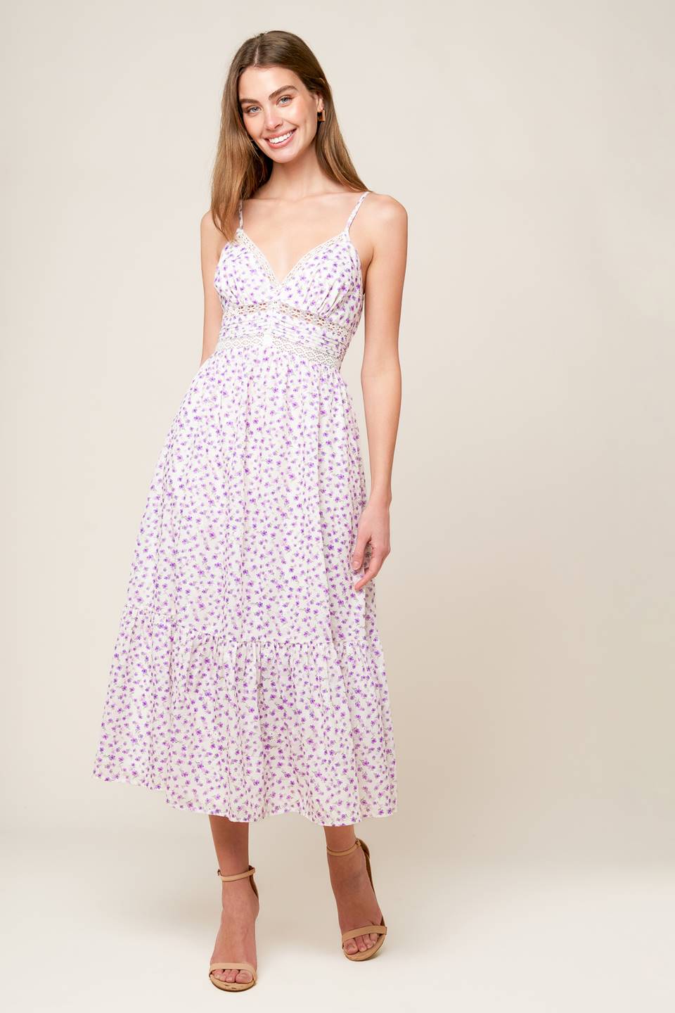 DAYLIGHT GLIMMER LAVENDER WOVEN MIDI DRESS