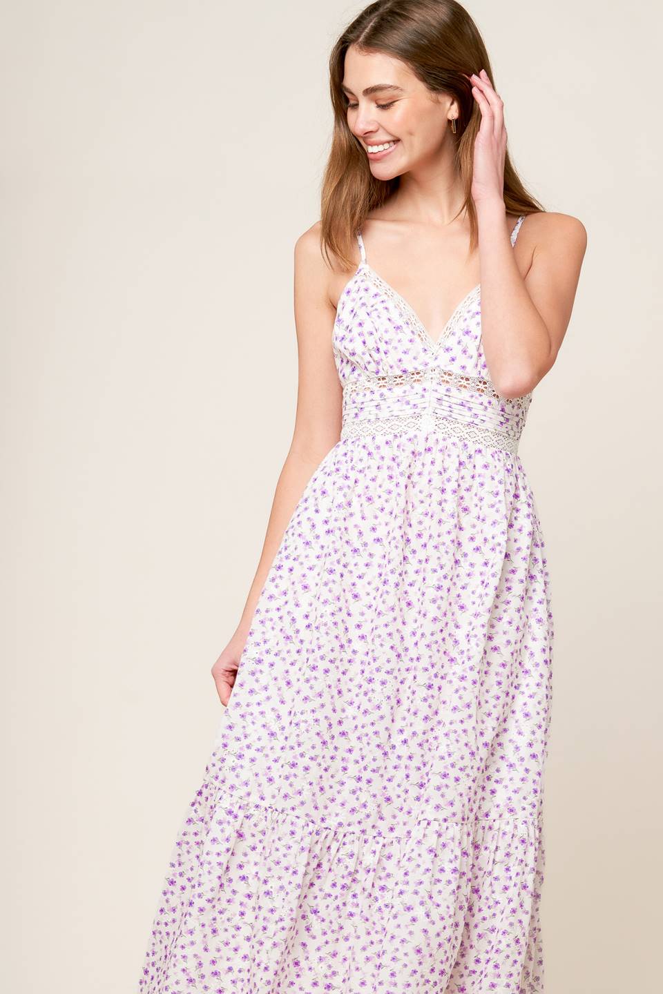 DAYLIGHT GLIMMER LAVENDER WOVEN MIDI DRESS Flying Tomato