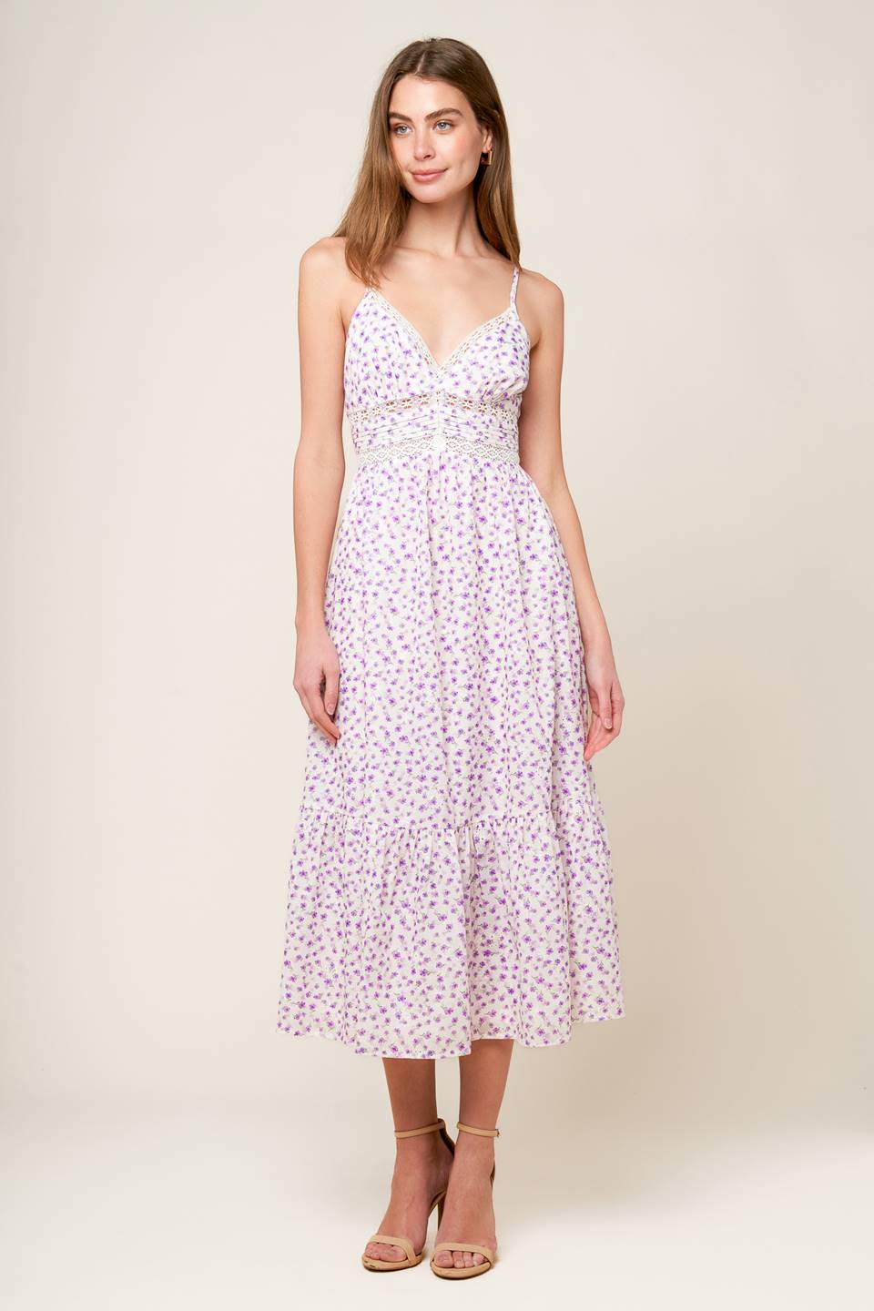 DAYLIGHT GLIMMER LAVENDER WOVEN MIDI DRESS Flying Tomato