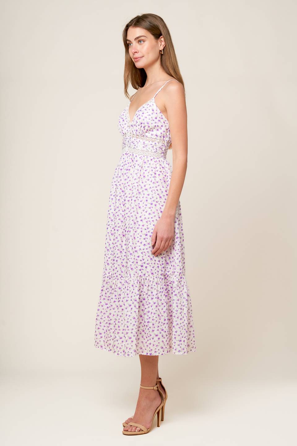 DAYLIGHT GLIMMER LAVENDER WOVEN MIDI DRESS Flying Tomato