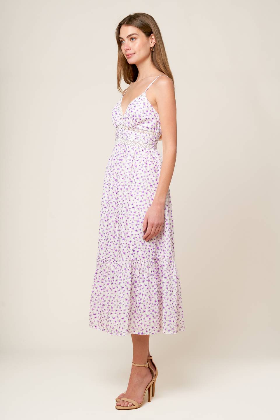 DAYLIGHT GLIMMER LAVENDER WOVEN MIDI DRESS