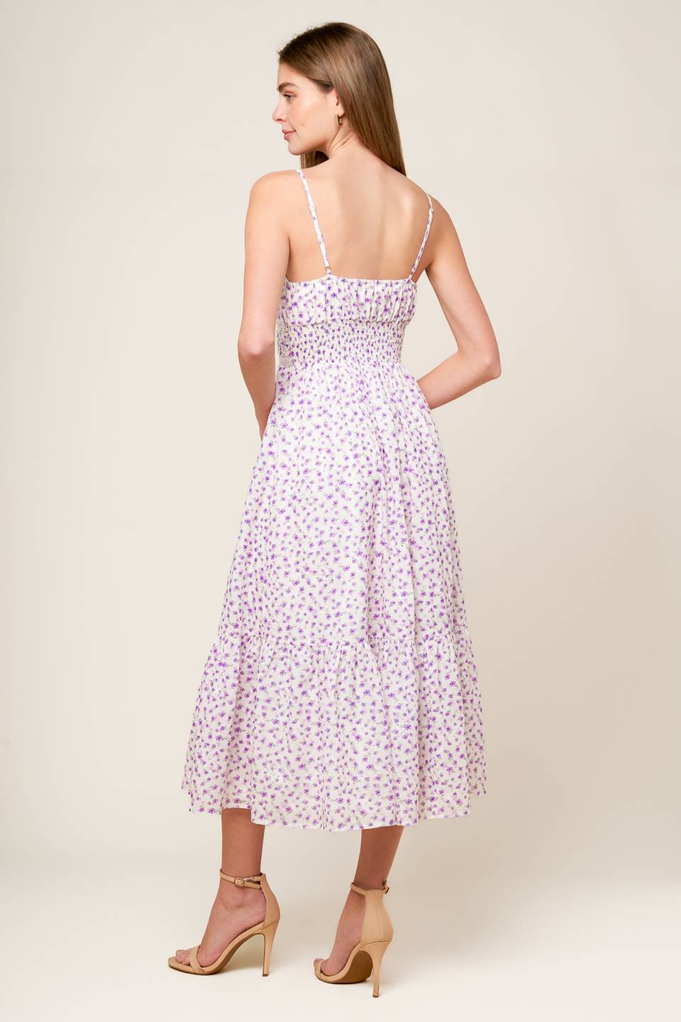 DAYLIGHT GLIMMER LAVENDER WOVEN MIDI DRESS Flying Tomato