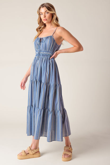 SECRET'S OUT WOVEN MIDI DRESS