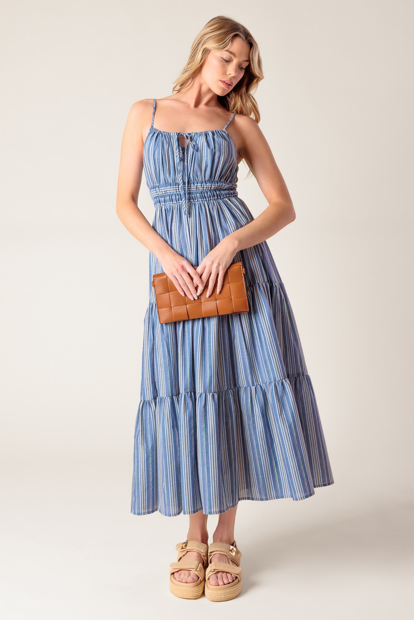 SECRET'S OUT WOVEN MIDI DRESS