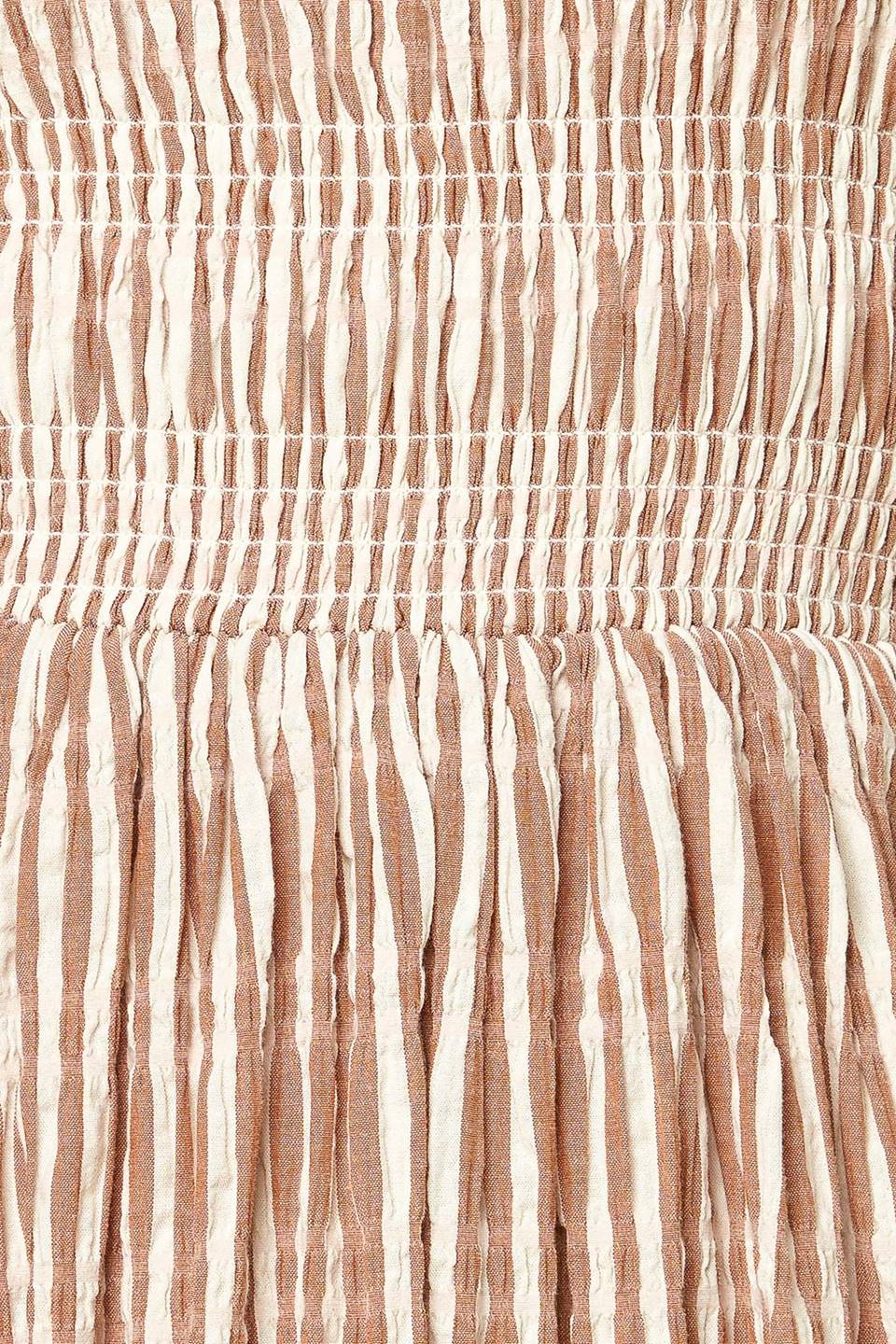 VALHALLA BROWN STRIPED WOVEN MIDI DRESS Flying Tomato