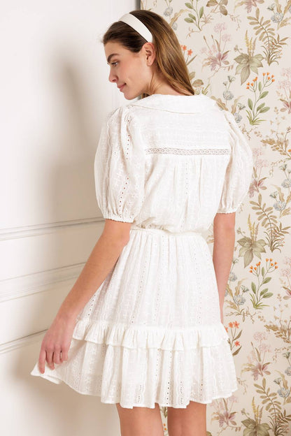 ENCHANTED EVENING EYELET MINI DRESS