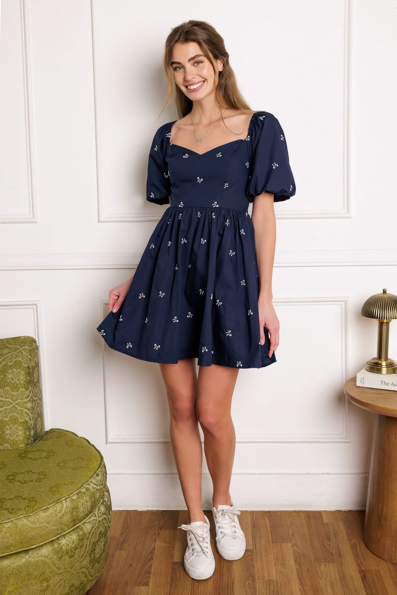 EMBROIDERED SWEETHEART MINI DRESS