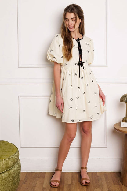 VINEYARD CHARM EMBROIDERED MINI DRESS