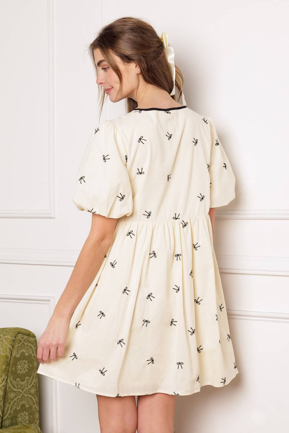 A DAY AT THE VINEYARD WOVEN MINI BADYDOLL DRESS Flying Tomato