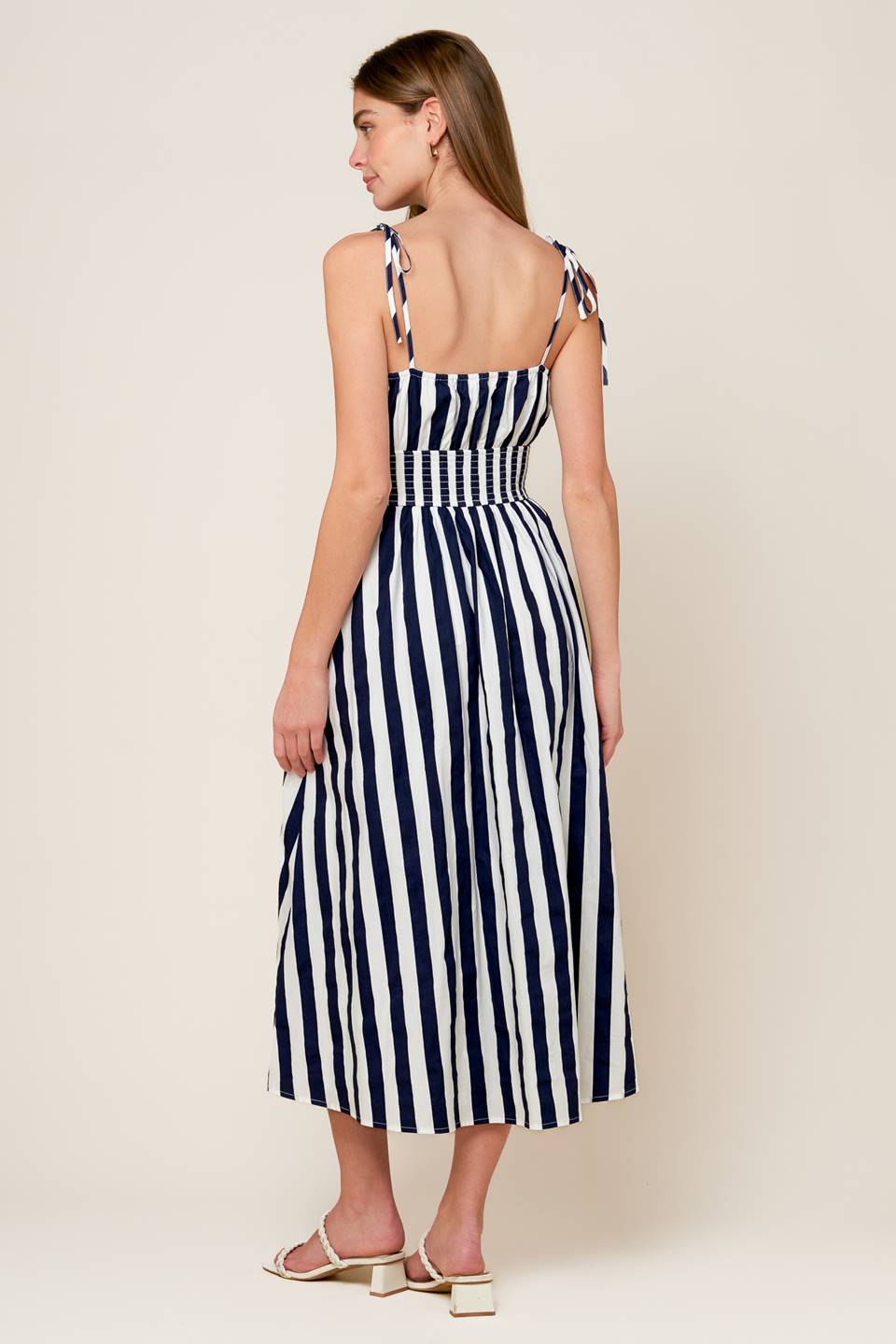 AROUND THE WORLD WOVEN MIDI DRESS