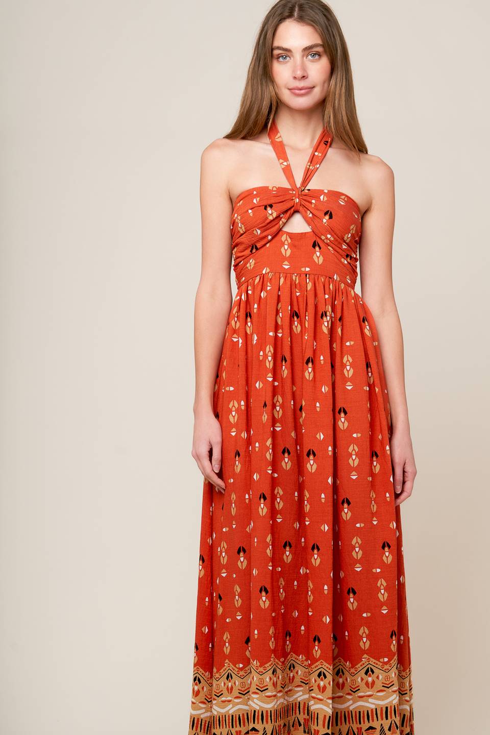 SIDEWALK CAFÉ TERRACOTTA WOVEN MAXI DRESS Flying Tomato
