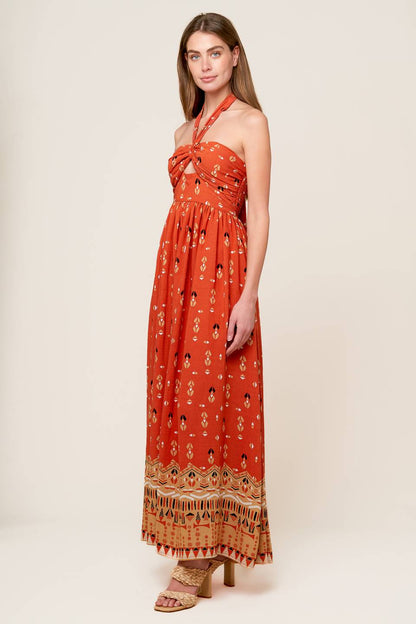 Sidewalk Café Terracotta Woven Maxi Dress for Women