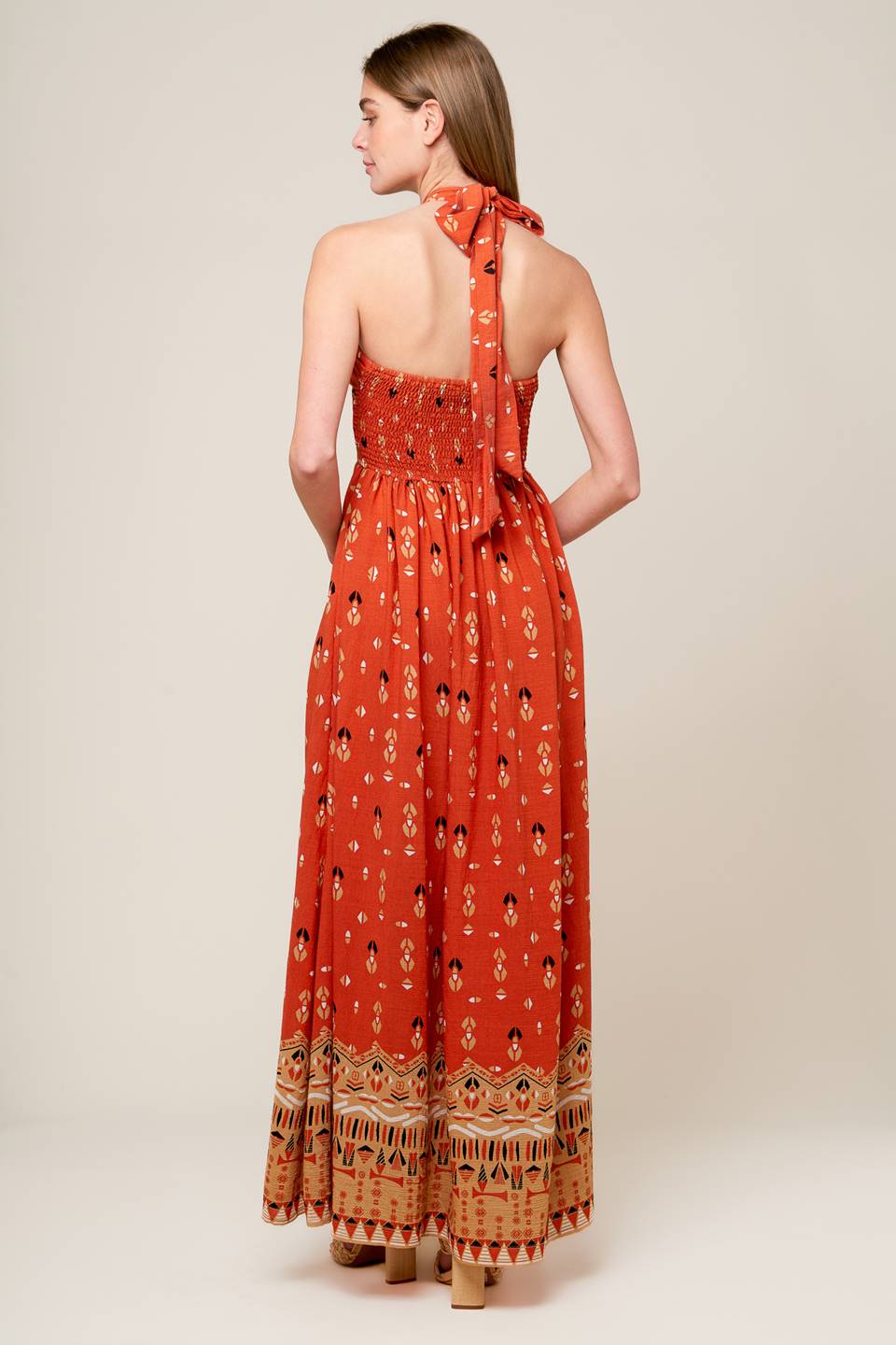 SIDEWALK CAFÉ TERRACOTTA WOVEN MAXI DRESS Flying Tomato