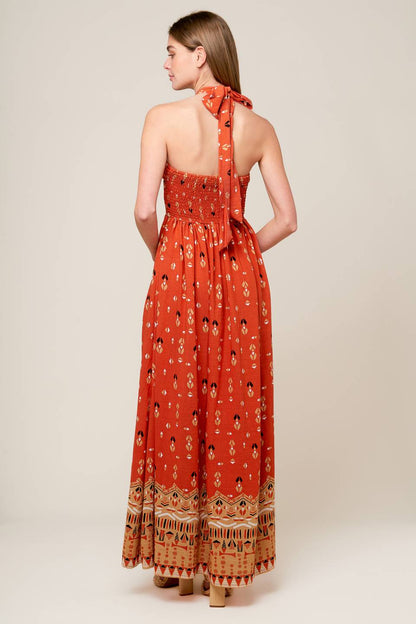 SIDEWALK CAFÉ TERRACOTTA WOVEN MAXI DRESS