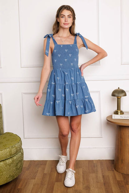 TWILIGHT CHARM WOVEN MINI DRESS