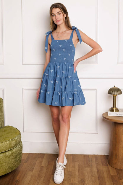 TWILIGHT CHARM WOVEN MINI DRESS