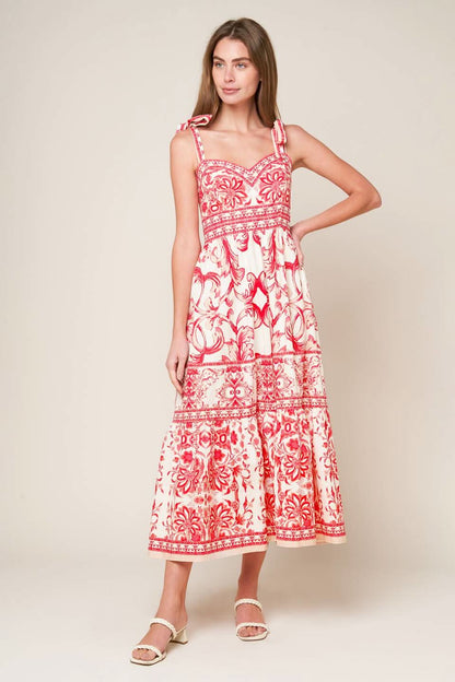 ENCHANTED GARDEN WOVEN MIDI DRESS