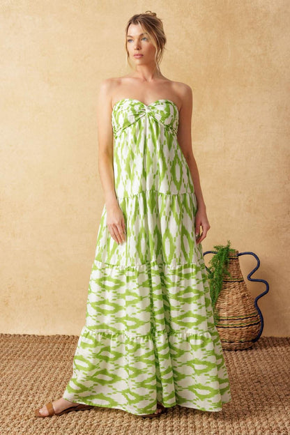 TIMELESS PETALS STRAPLESS MAXI DRESS