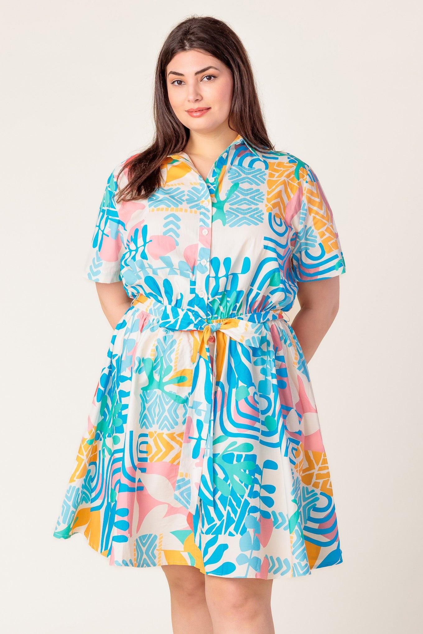 Upper bodice and neckline of the Flying Tomato Garden Social Woven Mini Dress, showcasing its elegant design and comfortable 