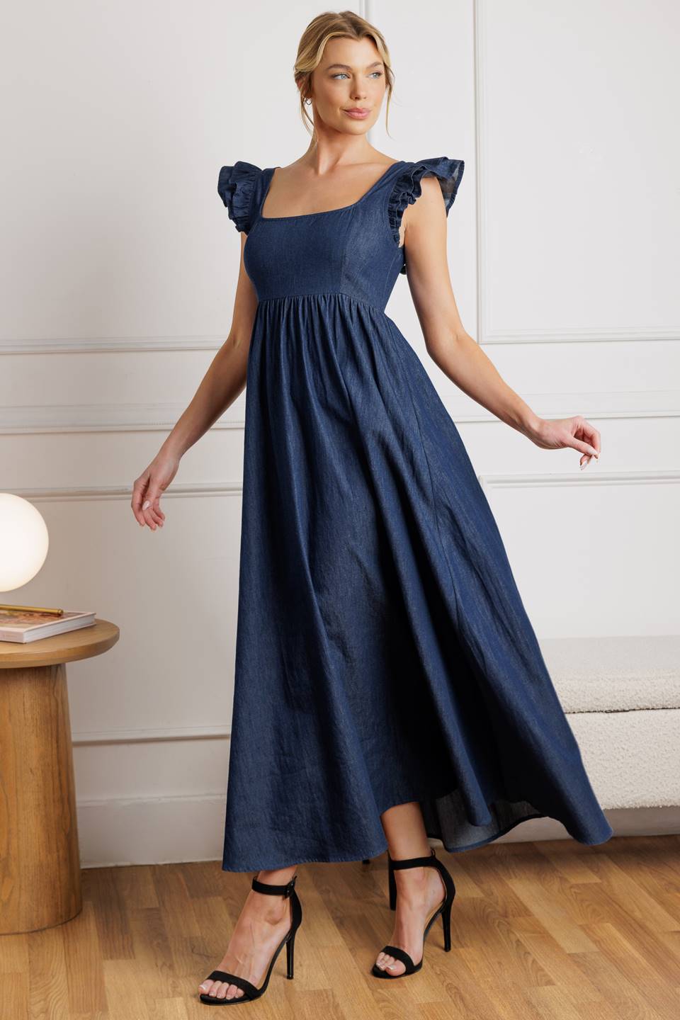 KILLING TIME CHAMBRAY MIDI DRESS Flying Tomato