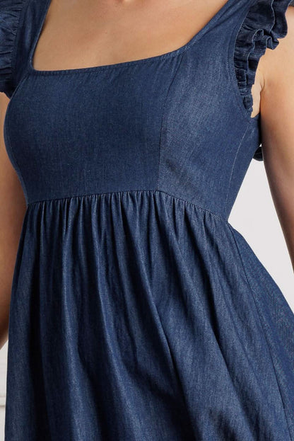 TIMELESS CHAMBRAY MIDI DRESS