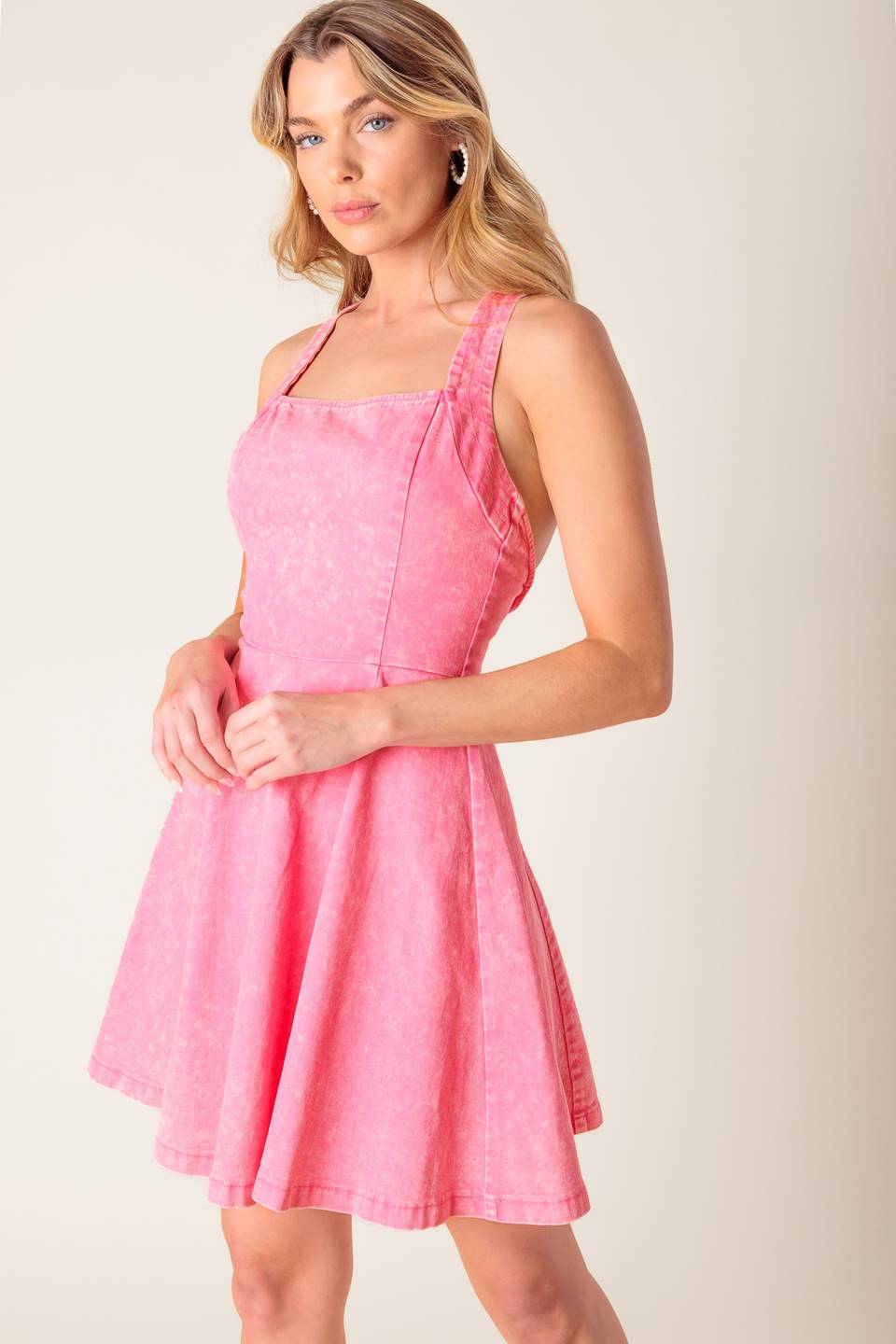 Hibiscus Hideaway Woven Mini Dress with Halter Neckline