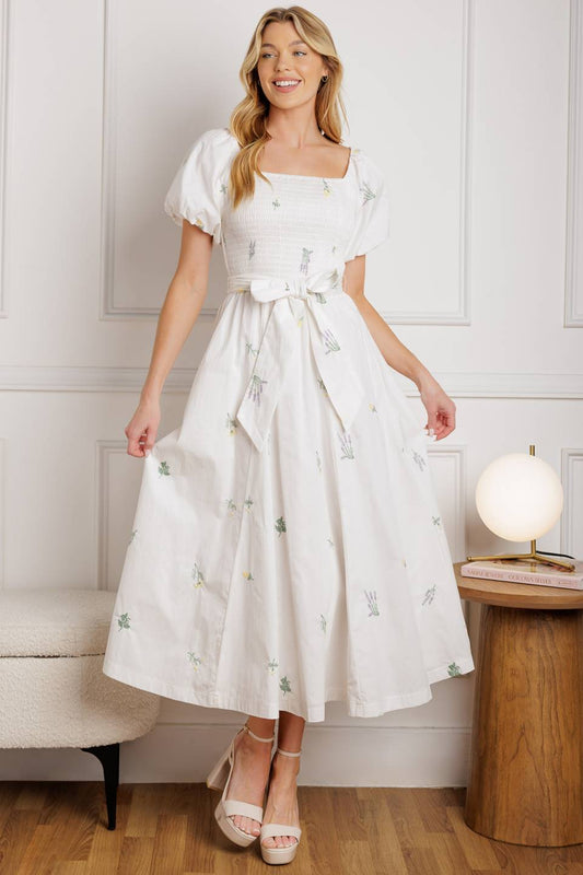 ALL THE BETTER WOVEN MIDI DRESS Flying Tomato