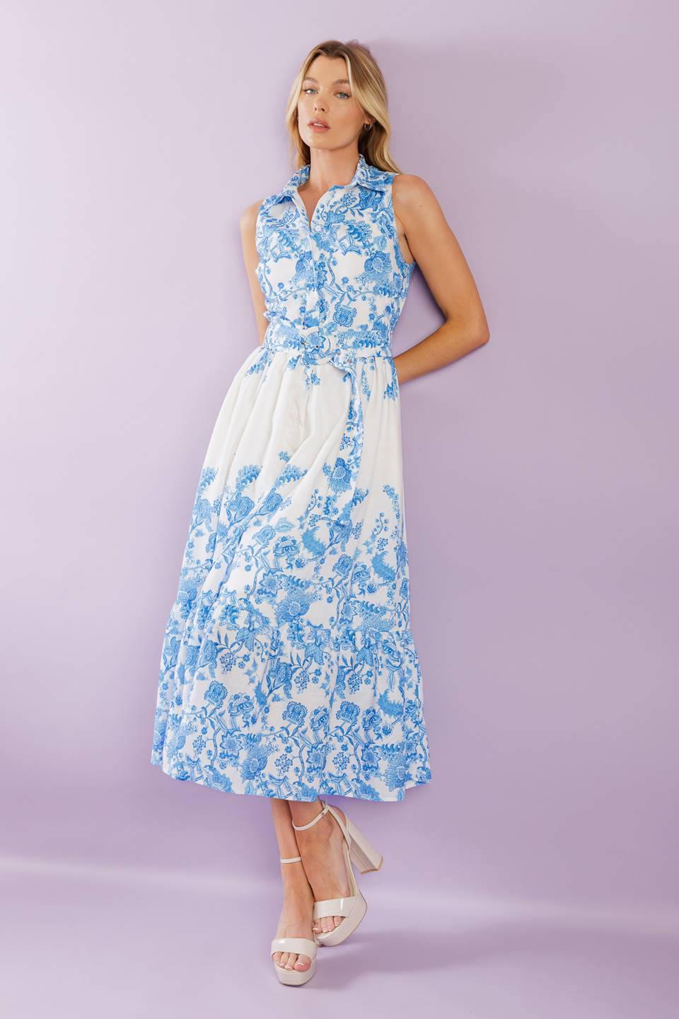 PALM SHORES WOVEN MIDI DRESS