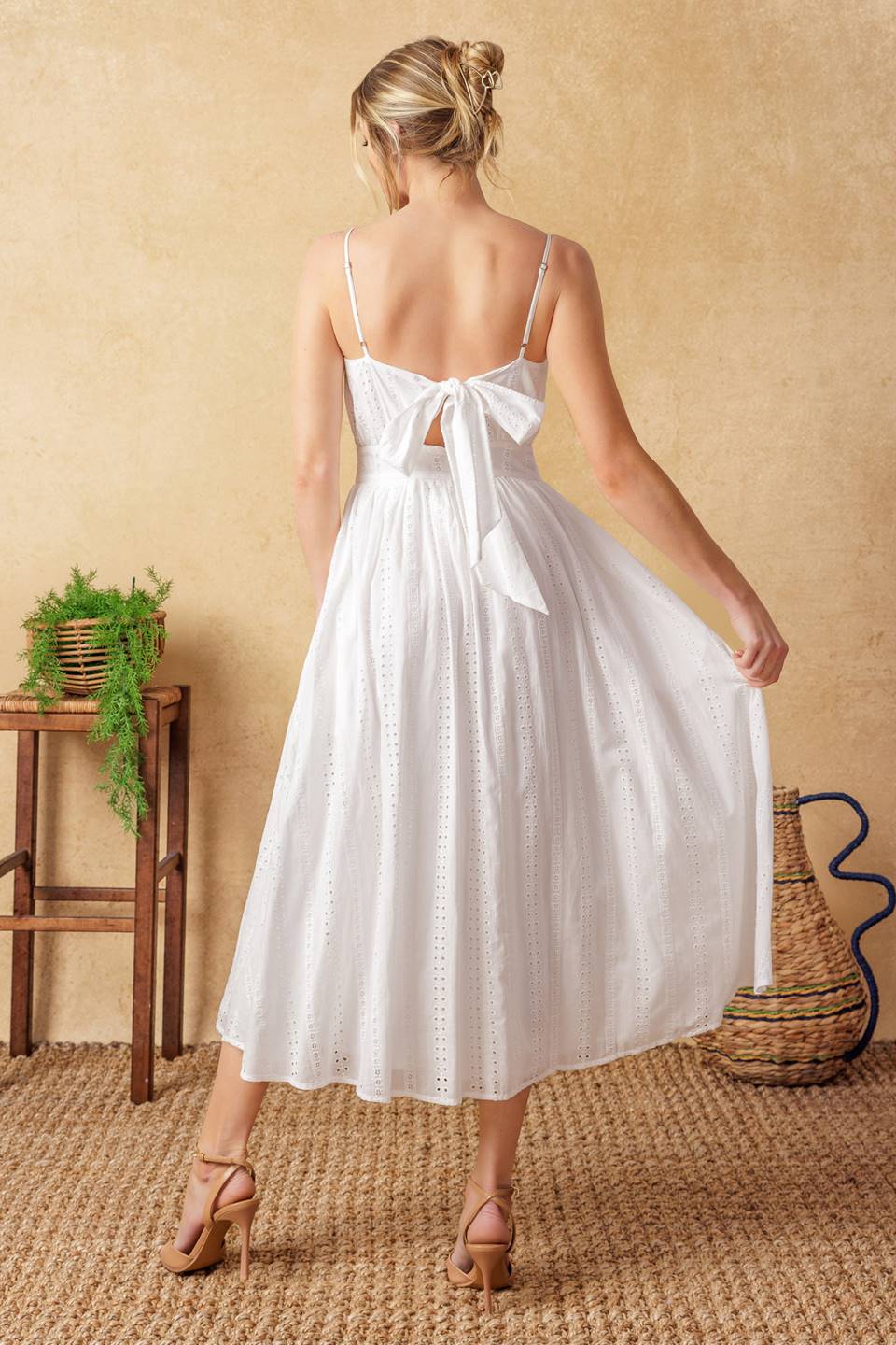 BACK AND FORTH EYELET MIDI DRESS Flying Tomato