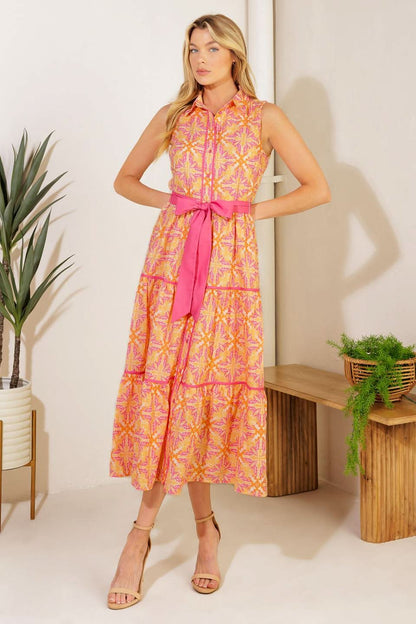 TROPICAL CHARM WOVEN MIDI DRESS