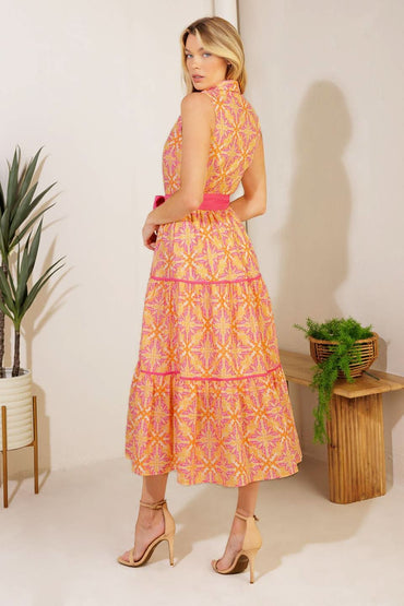 TROPICAL CHARM WOVEN MIDI DRESS