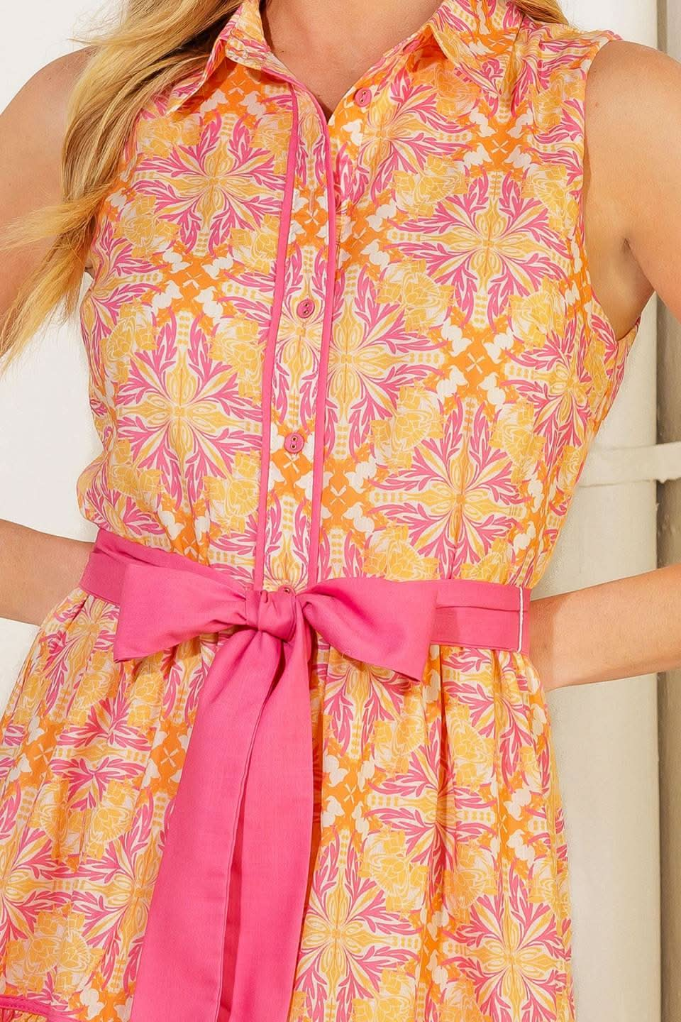 TROPICAL CHARM WOVEN MIDI DRESS