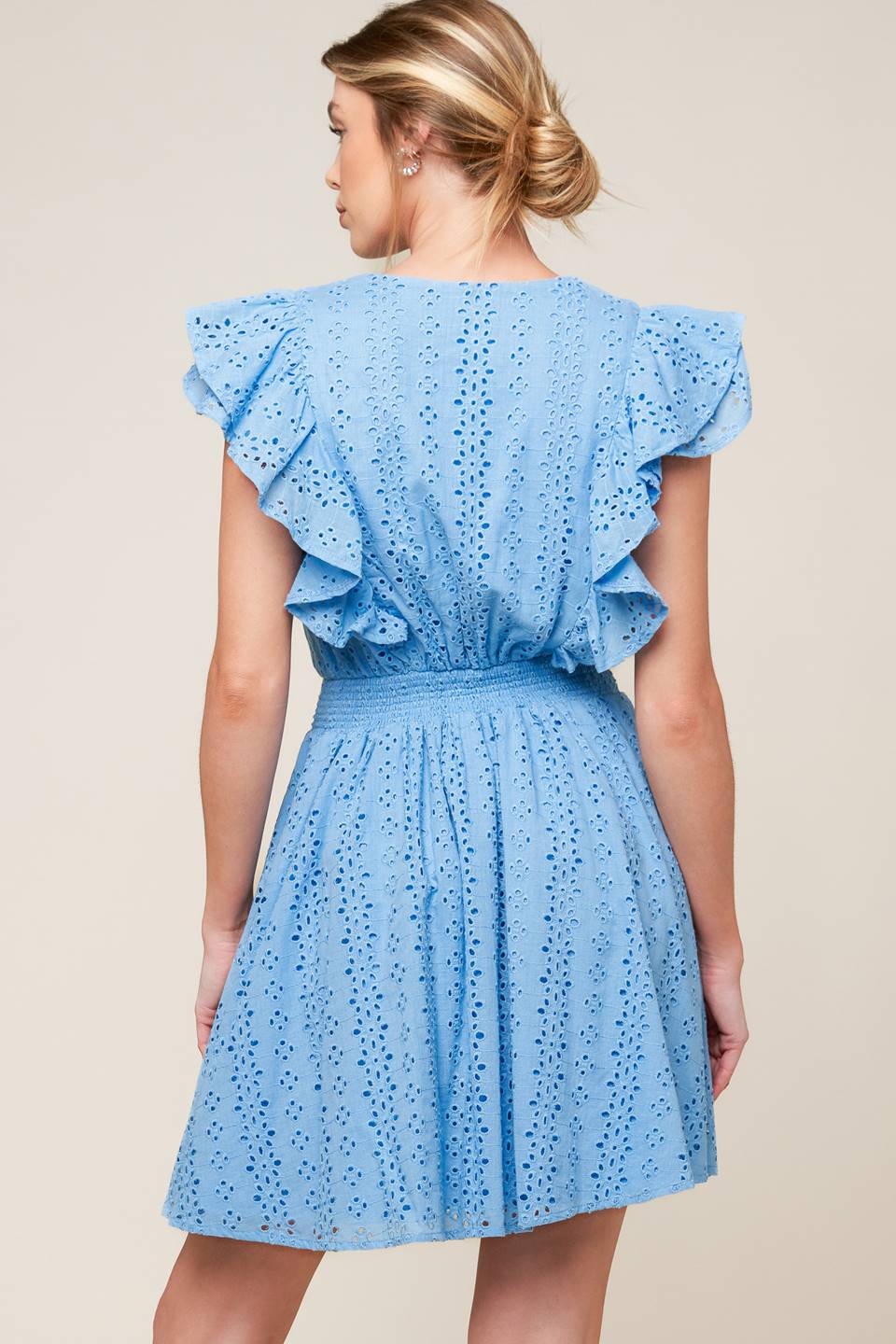 KEEP ME CLOSE POWDER BLUE WOVEN MINI DRESS Flying Tomato