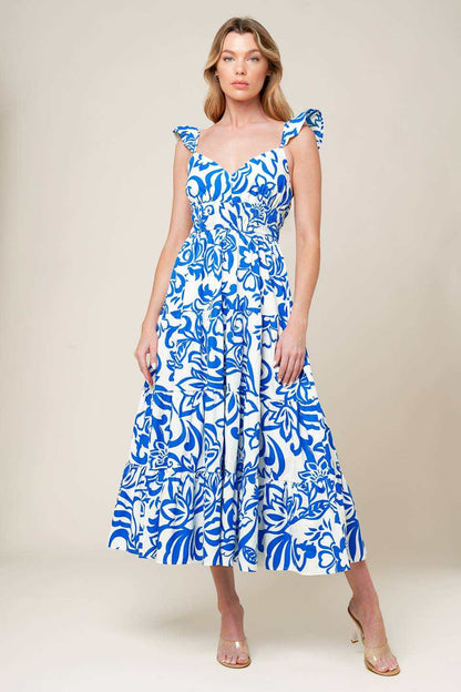 MEMORABLE ENTRANCE BLUE WOVEN MDI DRESS