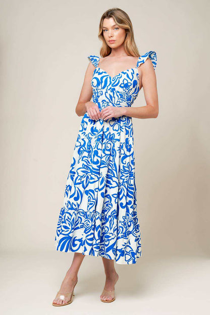 MEMORABLE ENTRANCE BLUE WOVEN MDI DRESS