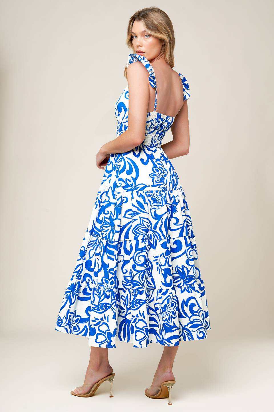 MEMORABLE ENTRANCE BLUE WOVEN MDI DRESS