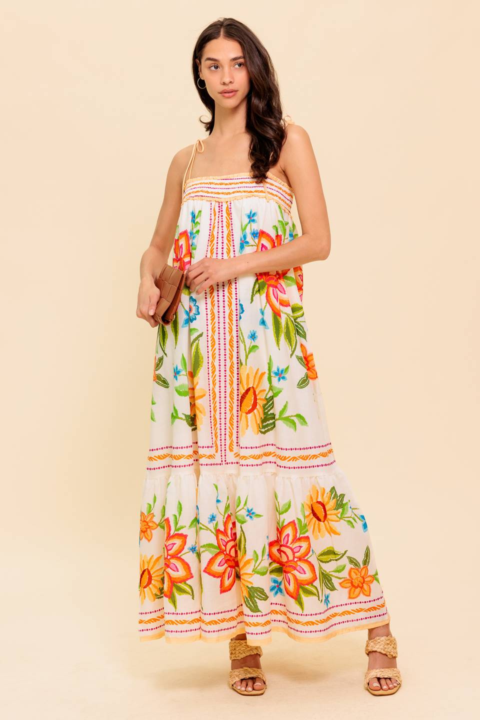 SAID AND DONE IVORY WOVEN MAXI DRESS Flying Tomato