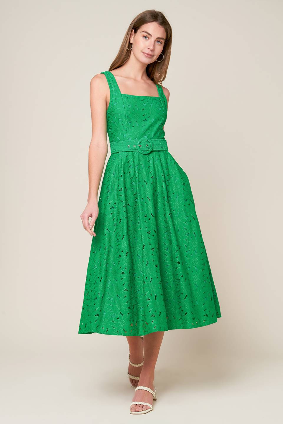 DAFFODILS & DAYDREAMS WOVEN LACE MIDI DRESS Flying Tomato