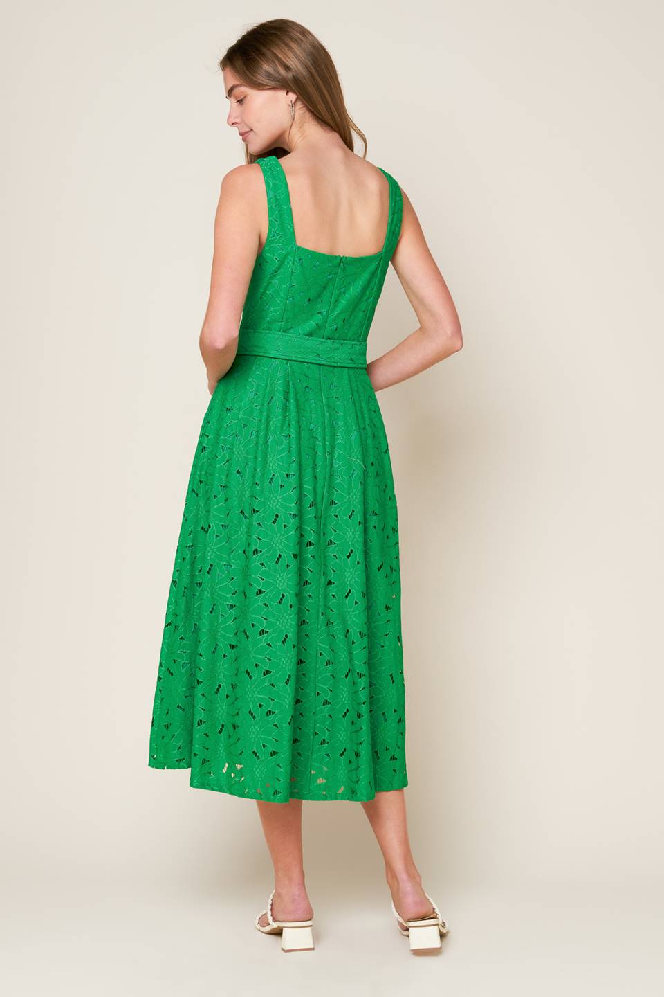 DAFFODILS & DAYDREAMS WOVEN LACE MIDI DRESS Flying Tomato