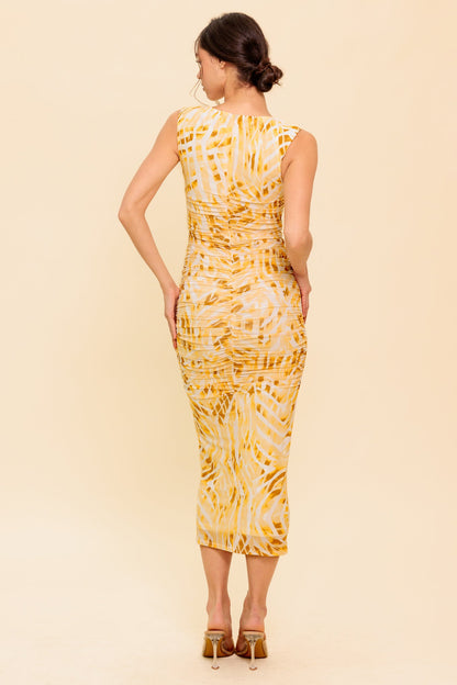 SWEET AS EVER POWER MESH BODYCON MIDI DRESS