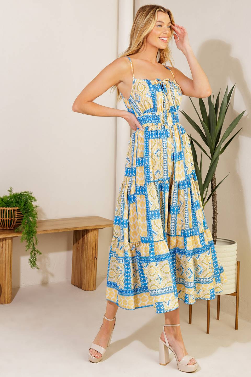 MAKING A WISH WOVEN MIDI DRESS Flying Tomato