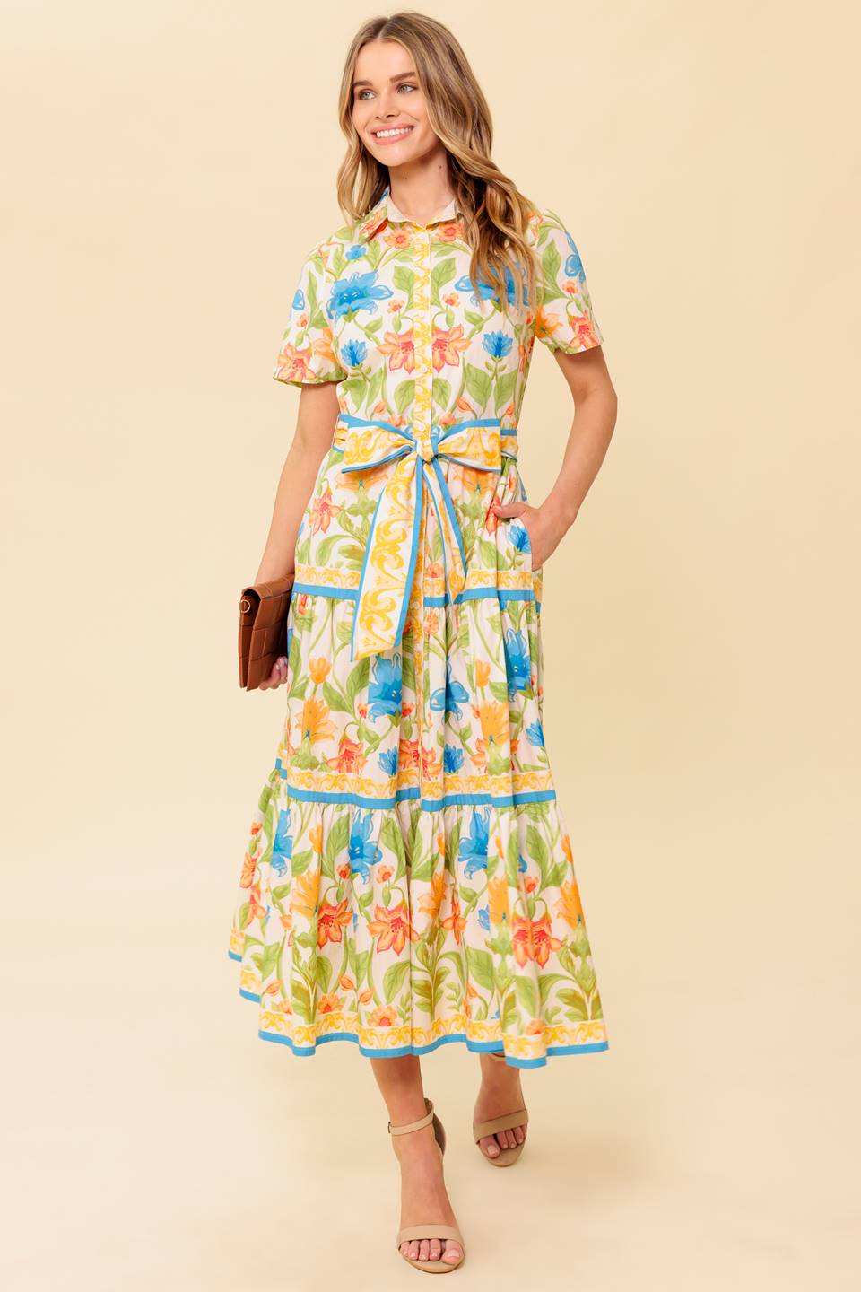 FOR THE MOMENT IVORY WOVEN MIDI DRESS Flying Tomato