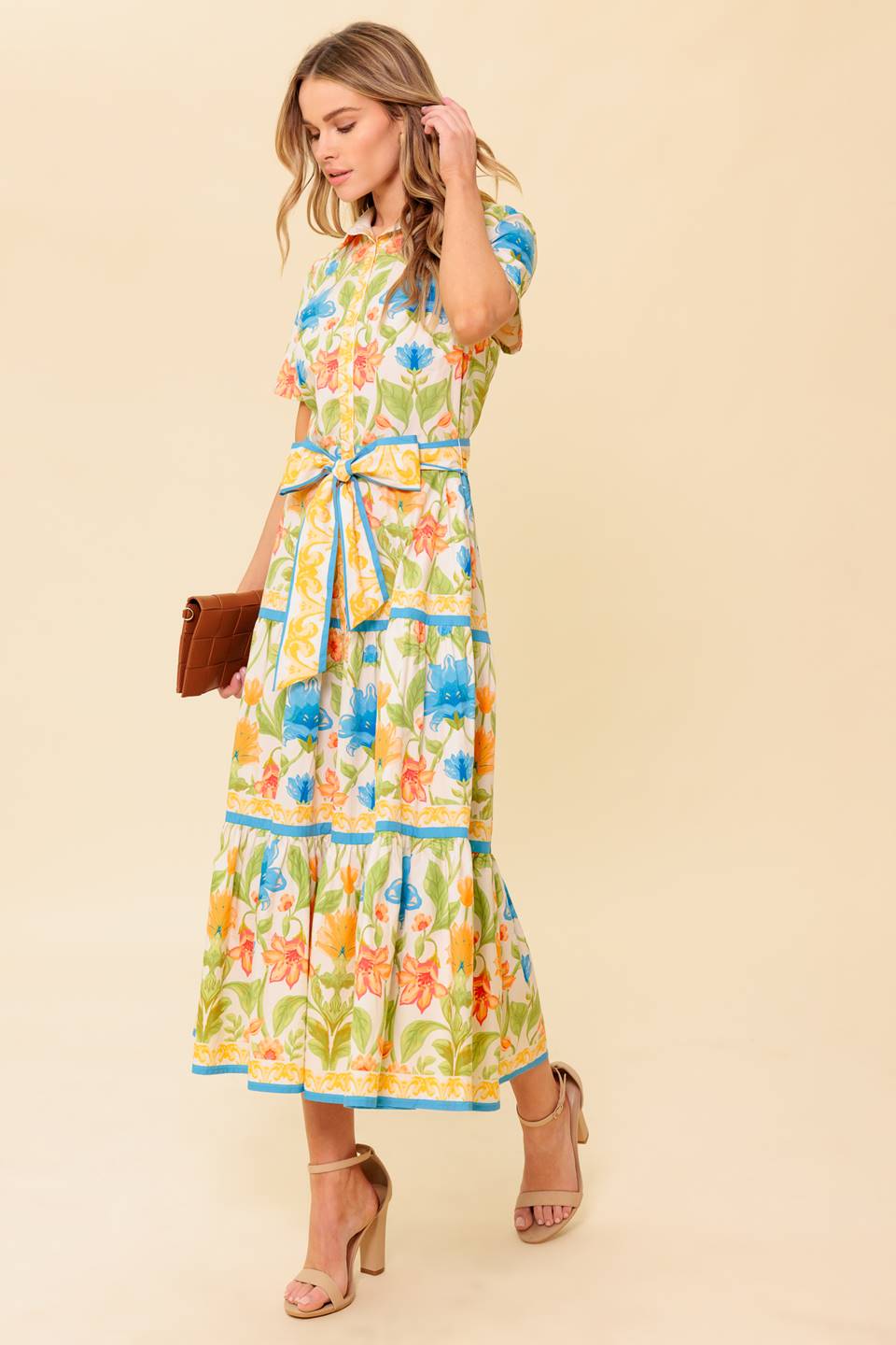 FOR THE MOMENT IVORY WOVEN MIDI DRESS Flying Tomato