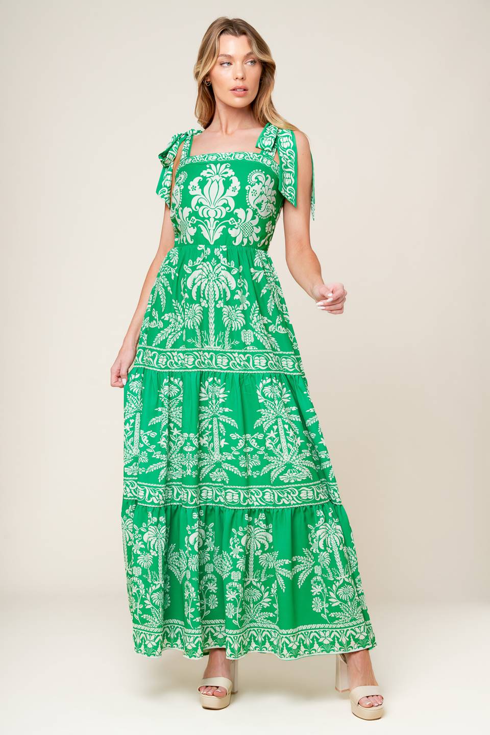 SWEET LIKE GREEN WOVEN MAXI DRESS