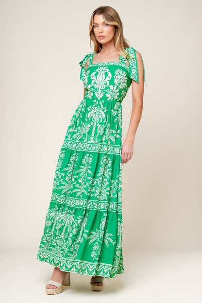 SWEET LIKE GREEN WOVEN MAXI DRESS