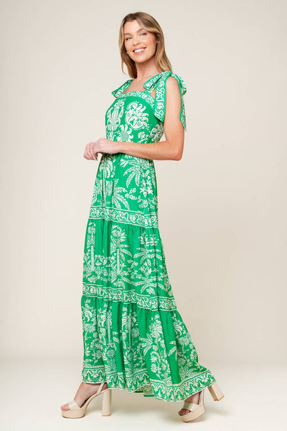 SWEET LIKE GREEN WOVEN MAXI DRESS