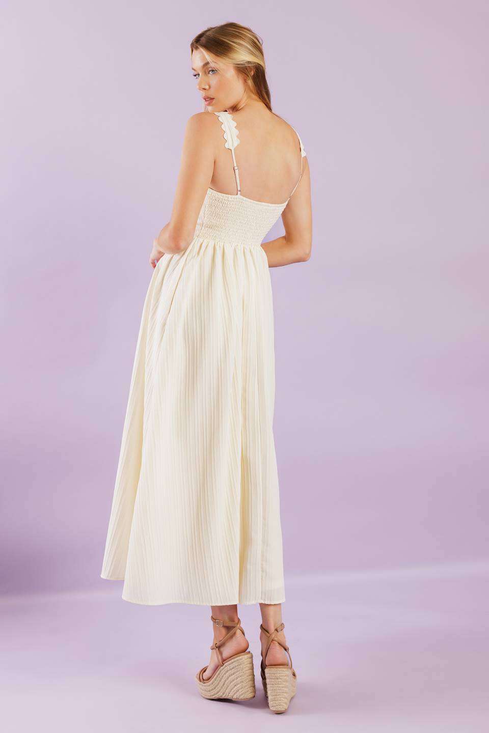 TOTAL CRUSH CREAM WOVEN MIDI DRESS Flying Tomato