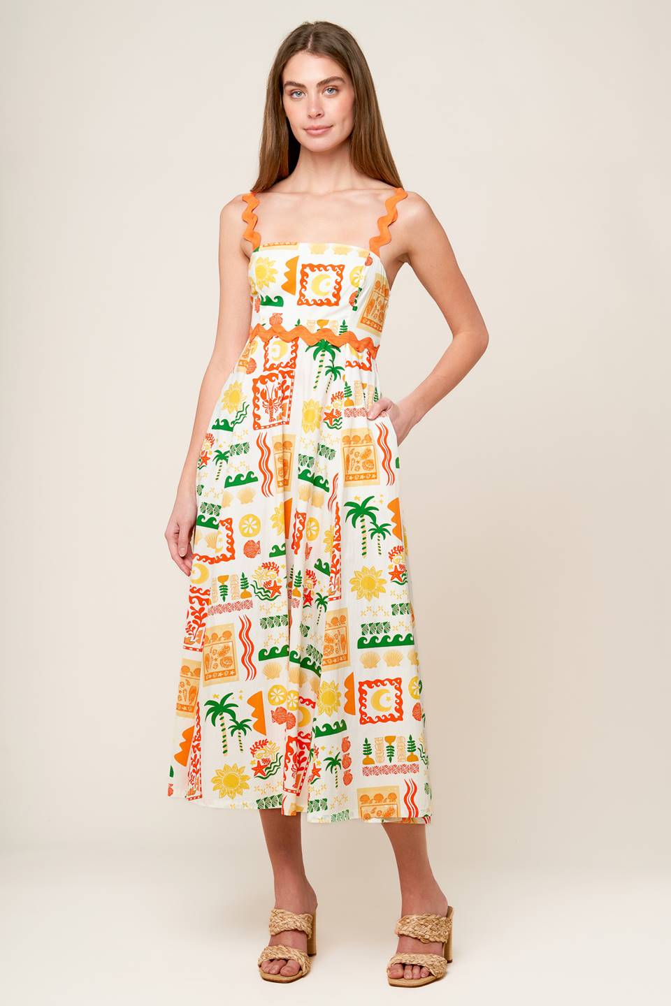 ROAMING AROUND WOVEN MIDI DRESS Flying Tomato