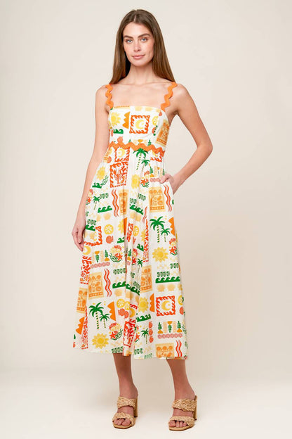 ROAMING AROUND WOVEN MIDI DRESS