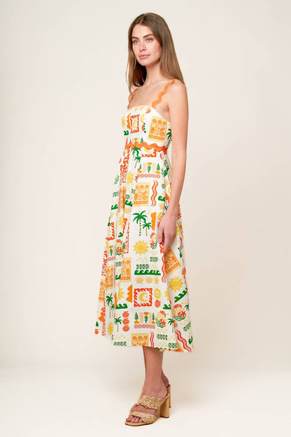 ROAMING AROUND WOVEN MIDI DRESS